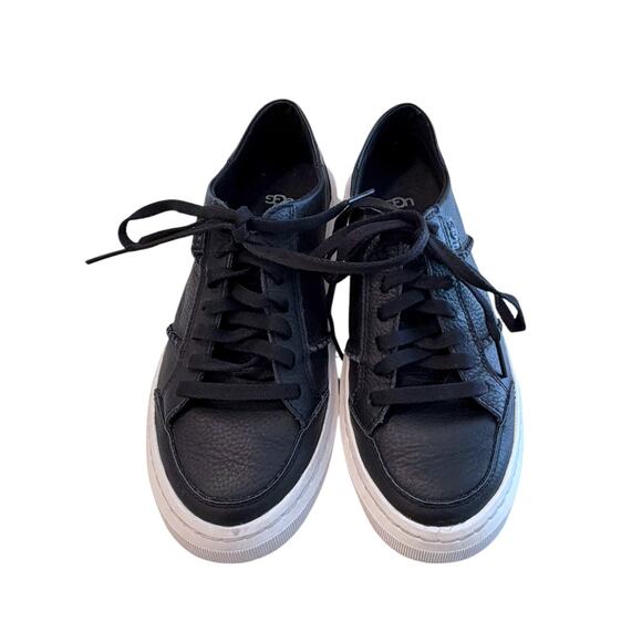 UGG Shoes - UGG Alameida Lace Sneaker Women's Size 6 Black Leather Comfort Trainer